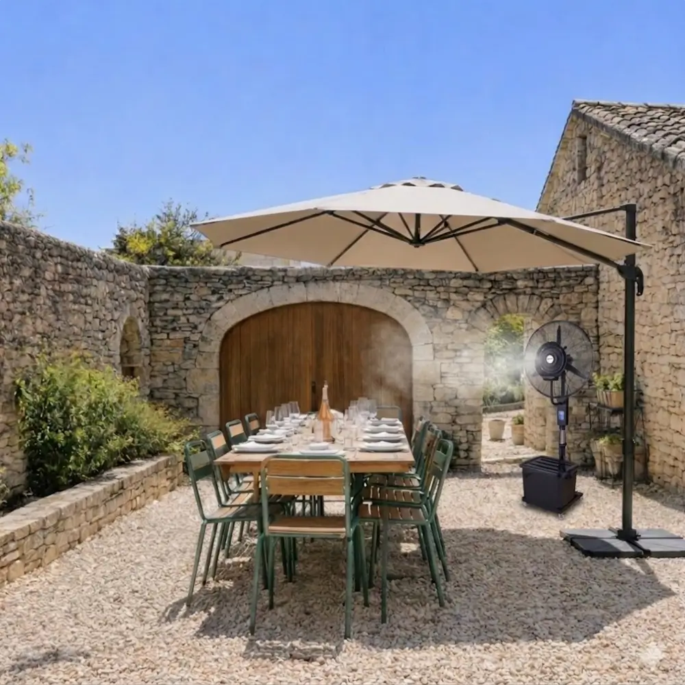 Ventilateur brumisateur terrasse été